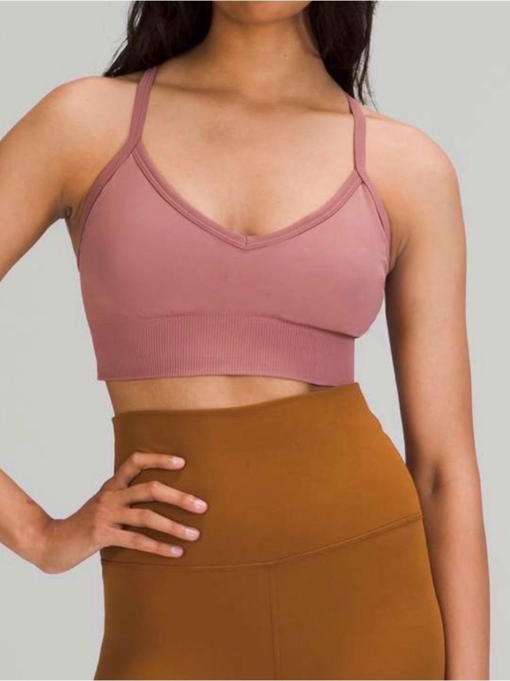 lululemon athletica ebb to street V-Neck Bralette in Dusty Rose